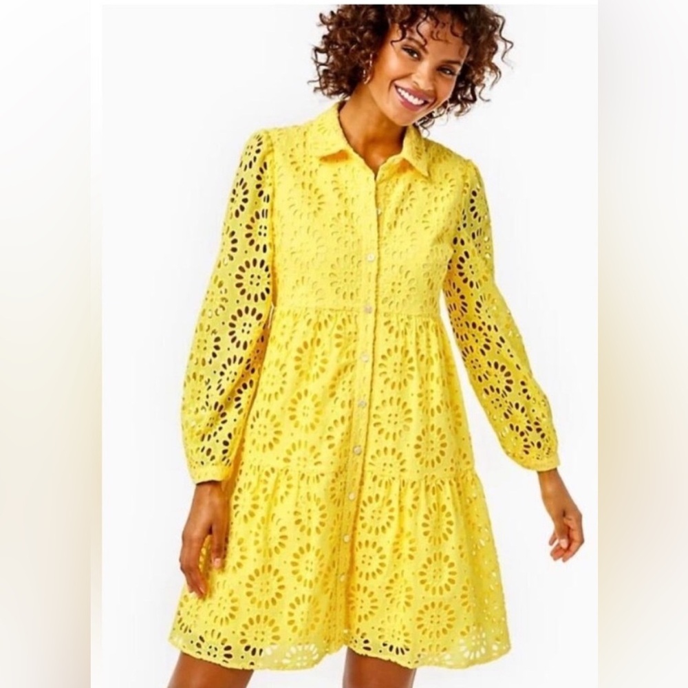 Lilly Pulitzer NWT Kenna Dress Yellow Eyelet Lace Dress